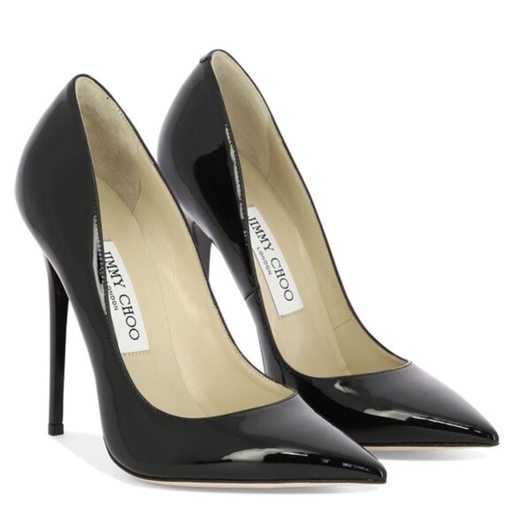Jimmy Choo Anouk 120 Patent Leather Pumps Stiletto Heels Point Toe Black Size 36 - Picture 6 of 13